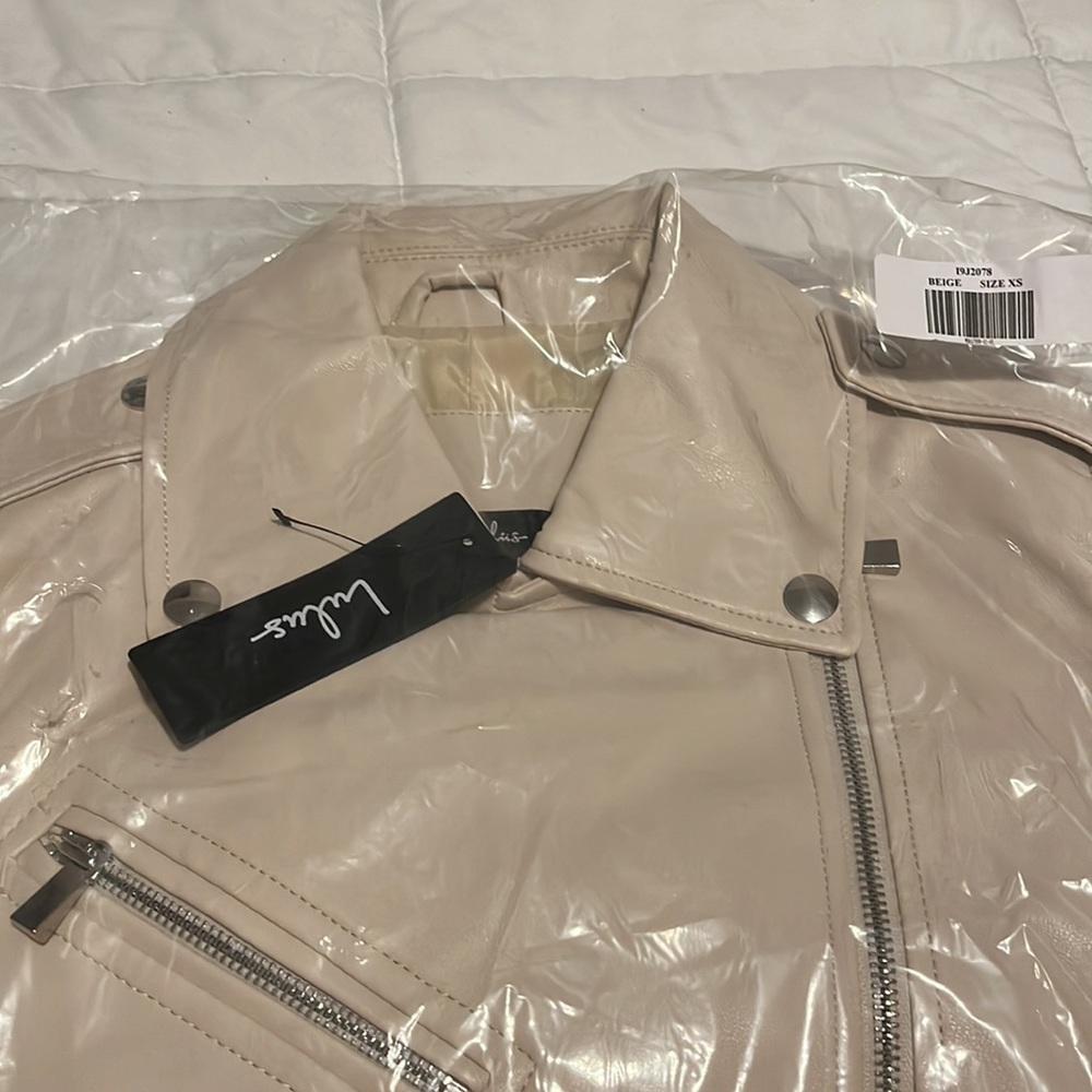LULUS Out for the Night Beige Vegan Leather Moto Jacket - Picture 7 of 8